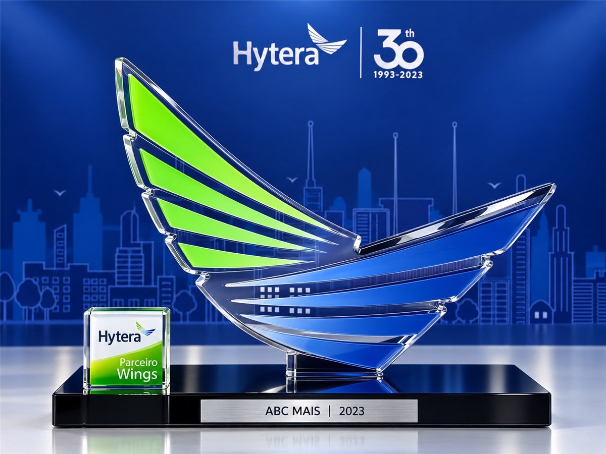 Prêmio Hytera Wings 2023 concedido à ABC Mais Telecom