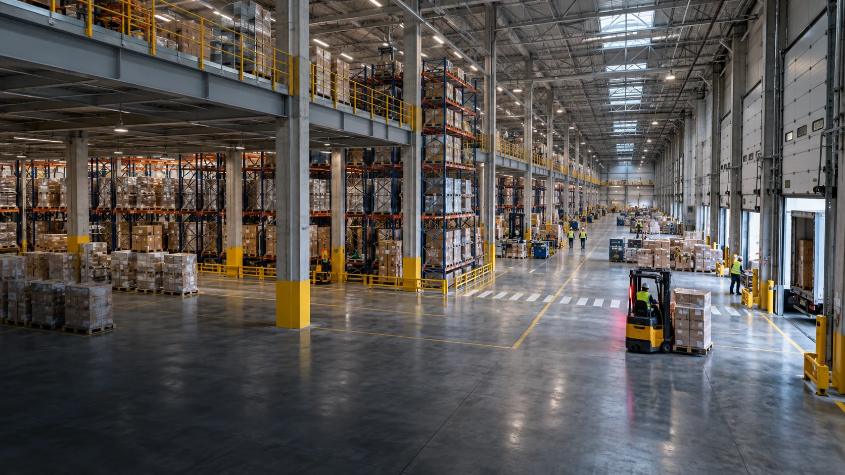 Área industrial amplia con circulación de equipos