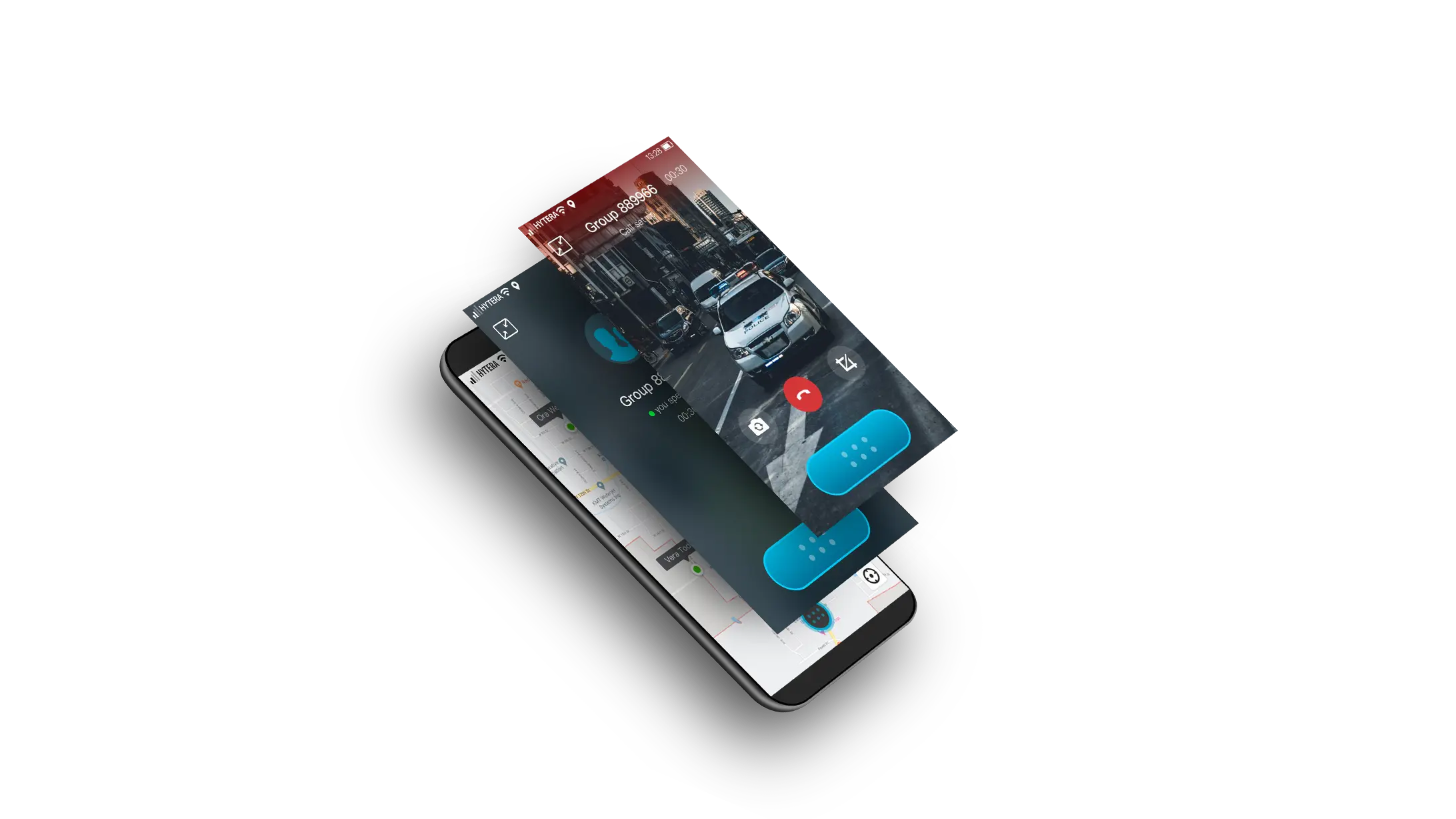 Composição oficial do aplicativo Hytera HyTalk com comunicação de voz e vídeo