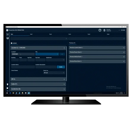 Interface oficial do software Motorola Solutions PremierOne CAD