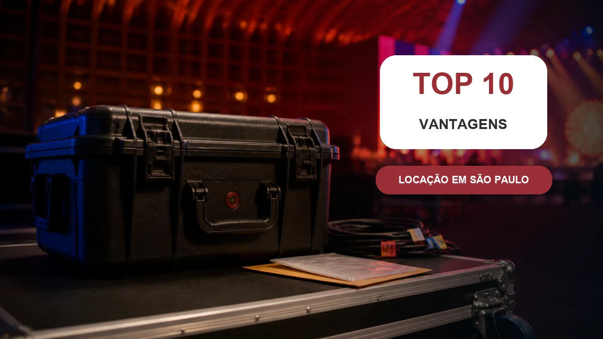 Mala fechada de locação em um evento com destaque para dez vantagens | ABC Mais Telecom