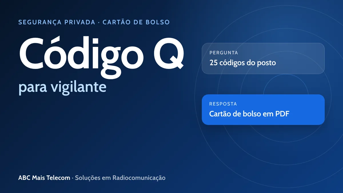 Código Q para vigilante: cartão de bolso com os códigos de rádio mais usados